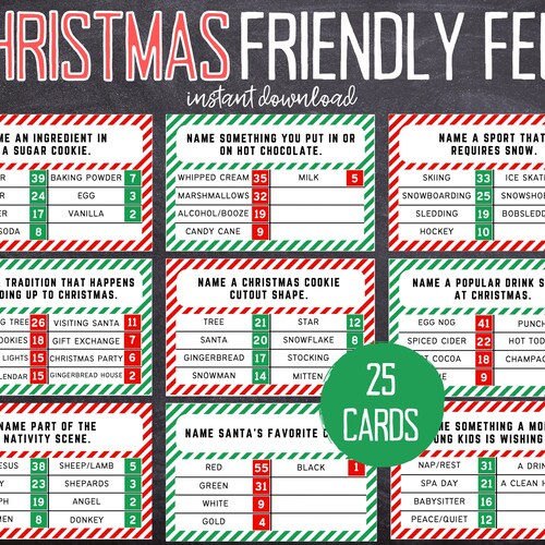 Printable Christmas Feud Game Printable Christmas Family - Etsy Canada