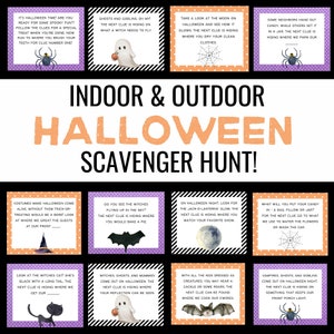 Búsqueda del tesoro de Halloween para niños / Búsqueda del tesoro en interiores y exteriores / Juegos imprimibles de Halloween para niños / Actividad de Halloween