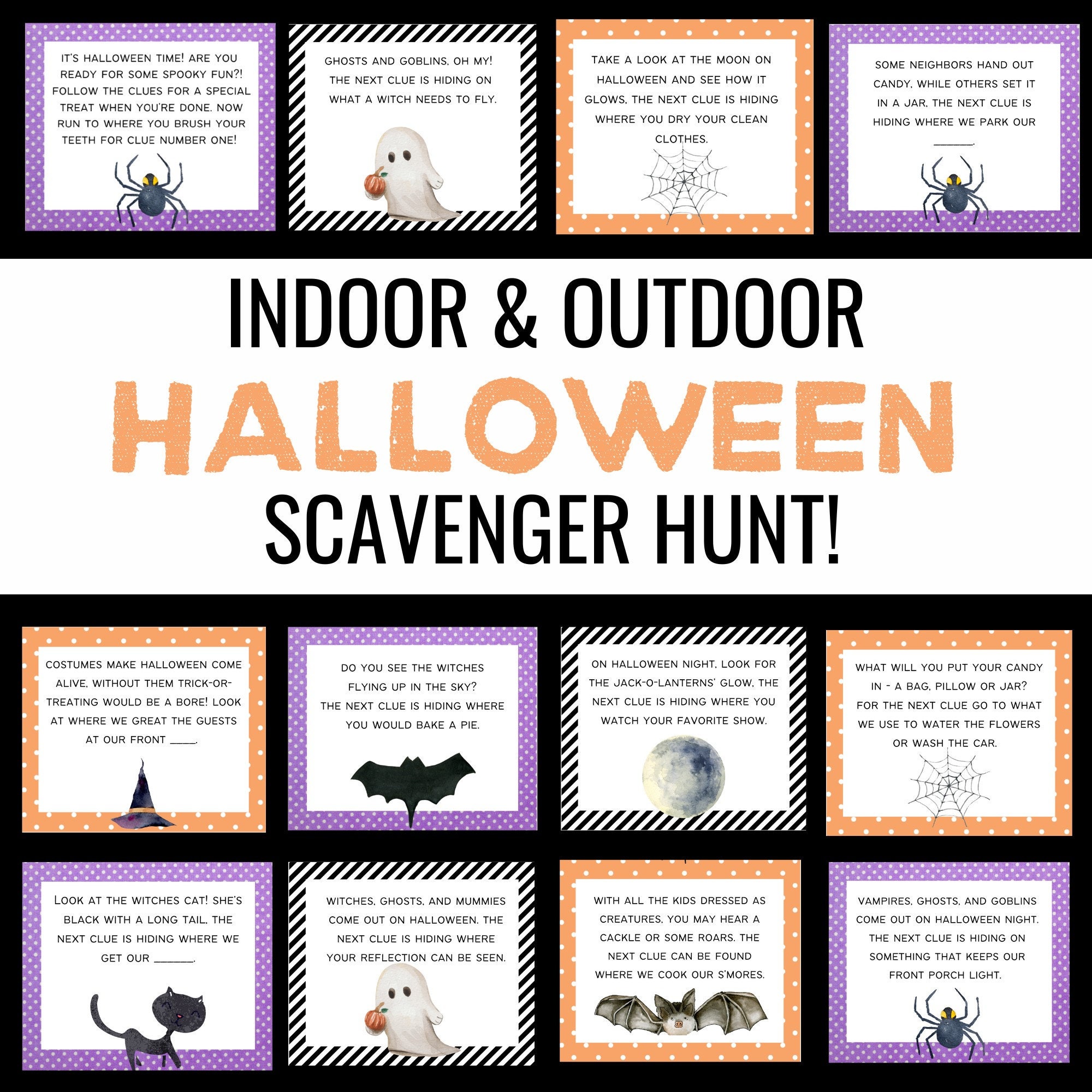 Halloween Scavenger Hunt for Kids | Indoor and Outdoor Treasure Hunt | Halloween Printable Games for Kids | Halloween Activity