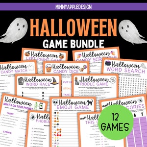 Halloween Printable 12 Game Bundle | Halloween Party Games  | Halloween Games for Kids Teens and Adults | Halloween Printable Activities