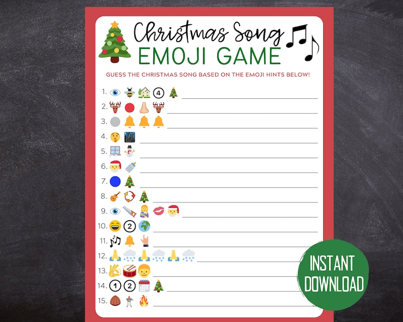 Christmas Emoji Pictionary Christmas Songs Christmas - Etsy