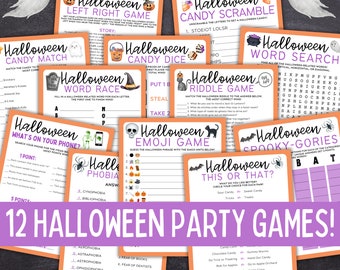 Halloween Printable 12 Game Bundle | Halloween Party Games  | Halloween Games for Kids Teens and Adults | Halloween Printable Activities