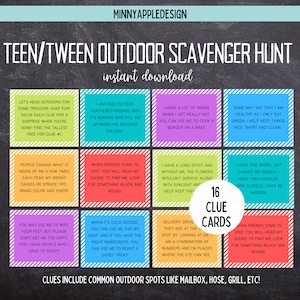 Outdoor Scavenger Hunt for Kids | Teen and Tween Scavenger Hunt  | Outdoor Treasure Hunt | Birthday Scavenger Hunt | Treasure Hunt for Kids