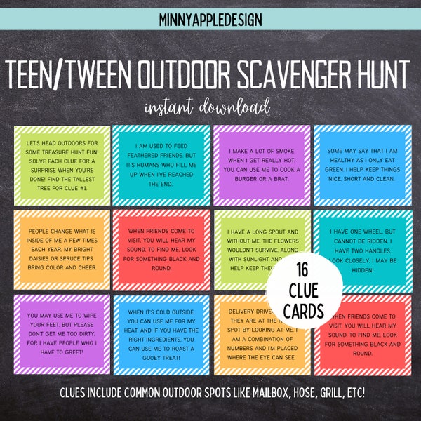 Outdoor Scavenger Hunt for Kids | Teen and Tween Scavenger Hunt  | Outdoor Treasure Hunt | Birthday Scavenger Hunt | Treasure Hunt for Kids