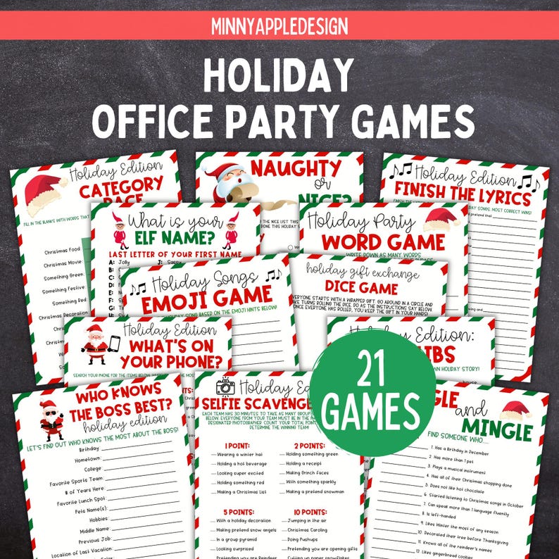 Printable Holiday Office Party Games | Holiday Games | Holiday Printable Games | Work Christmas Party Activities | Adult Christmas Party image 1