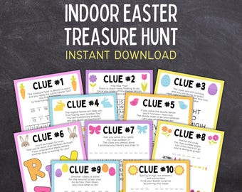 Indoor Easter Egg Treasure Hunt | Easter Egg Scavenger Hunt | Easter Riddles and Games | Easter Bunny Clues | Easter Egg Clues