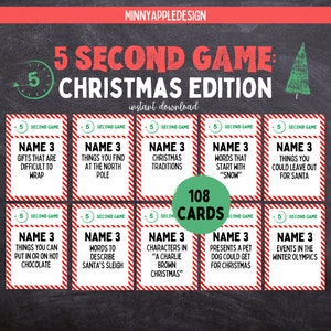 Christmas 5 Second Game | Printable Christmas Game |  Christmas Party Game | Christmas Game Adults Family Kids | Christmas Trivia |