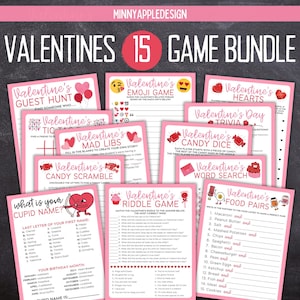 Valentines Day Printable Games | Valentines Games Bundle  | Valentines Kid Games | Valentines Party Games | Valentines Emoji Game