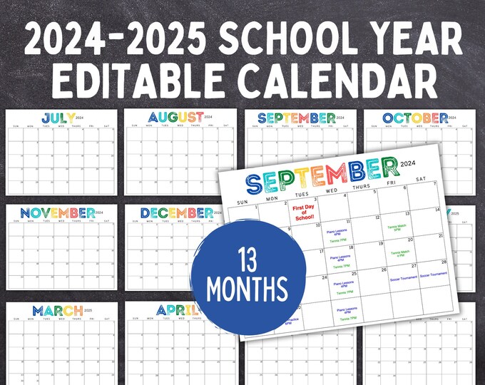 EDITABLE Monthly Calendar 2025 Bundle, Printable Fillable Monthly ...