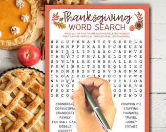 Thanksgiving Word Search | Thanksgiving Printable Game | Thanksgiving Family Activity | Thanksgiving Classroom Game | Thanksgiving Game