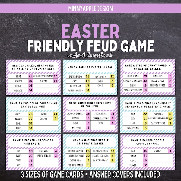 Easter Friendly Feud Game | Printable Easter Game |  Easter Party Game | Easter Game Adults Family