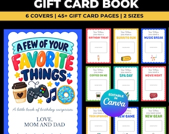 Personalized Birthday Gift Card Book | Gift for Teens | Gift Card Holder |  Printable Gift with Canva Template