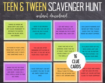 Indoor Teen Scavenger Hunt | Teen and Tween Treasure Hunt  | Scavenger Hunt for Older Kids | Birthday Scavenger Hunt