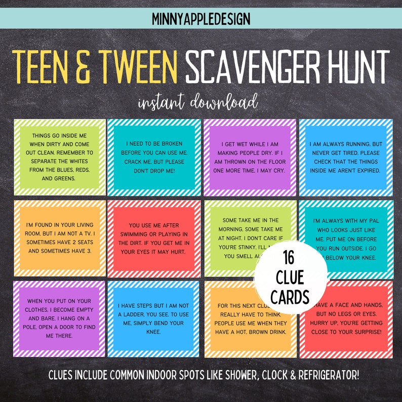 Indoor Teen Scavenger Hunt Teen and Tween Treasure Hunt Scavenger Hunt for Older Kids Birthday Scavenger Hunt image 1