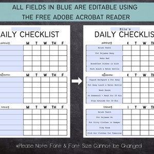 Printable Editable Daily Checklist for Kids, Teens, and Adults | Simple Chore Chart | Daily Routine Kids | Daily Routine Adult | 612MD image 3