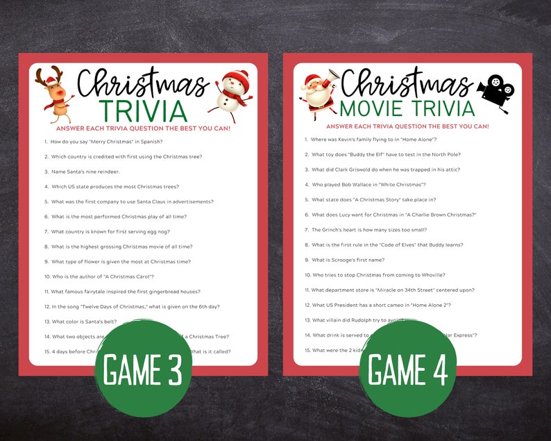 Printable Christmas Game Bundle Christmas Party Games - Etsy