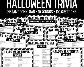 Halloween Trivia Game Printable | 100 Questions | Adults, Teens & Family
