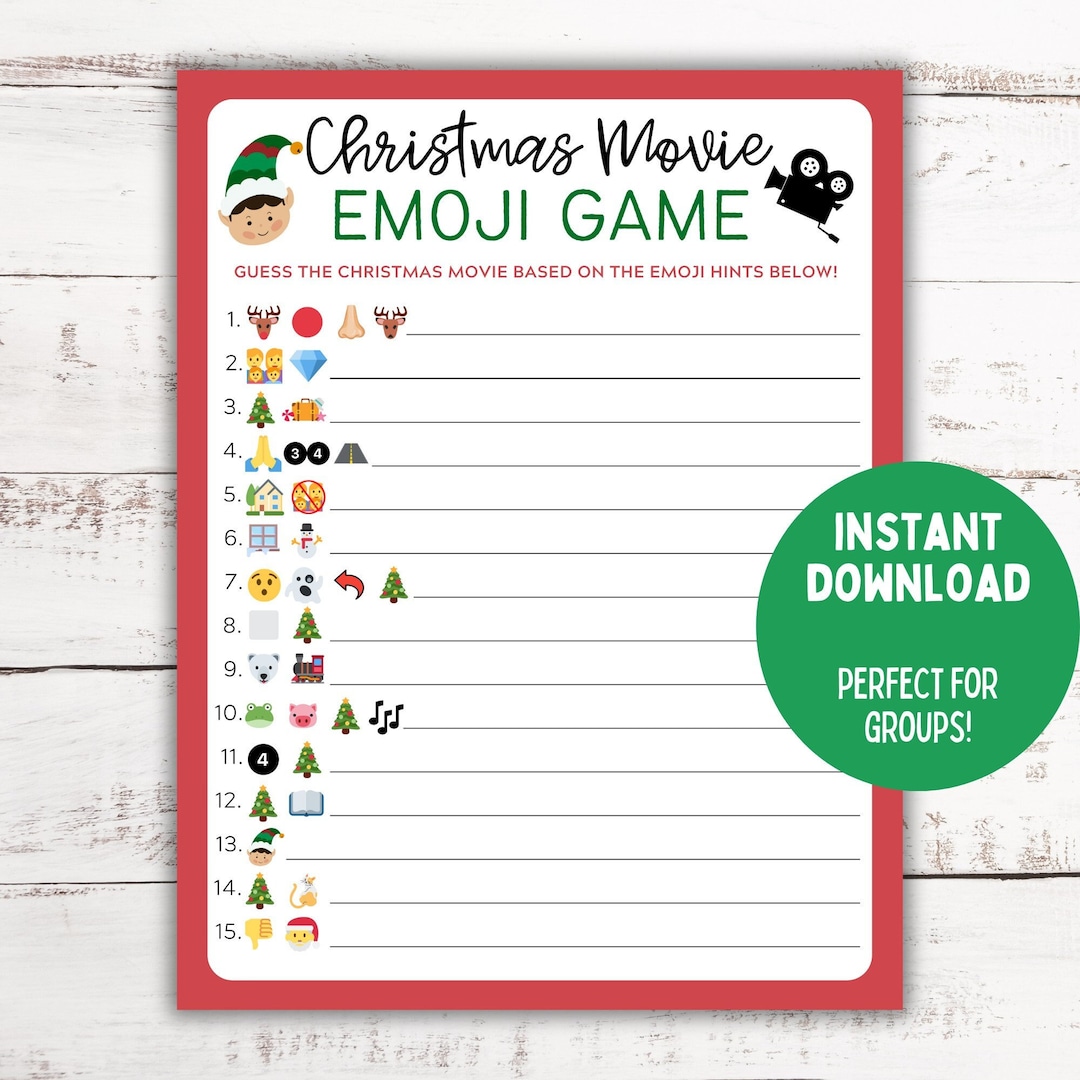 Christmas Movie Emoji Pictionary | Christmas Movie Emoji Game | Christmas Printable Game | Christmas Family Activity | Christmas Party Game - Etsy for Free Printable Christmas Movie Emoji Game