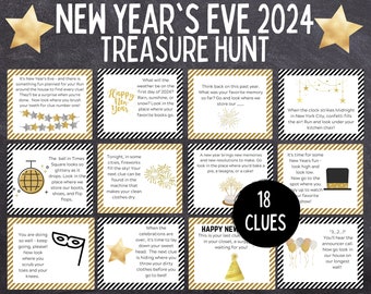 New Years Eve 2023 Scavenger Hunt for Kids | Instant Download PDF | New Years Eve Printable Games for Kids | New Years Treasure Hunt Clues