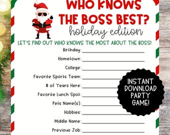 Weihnachtsparty-Wer kennt den Chef am besten | Büro-Partyspiel | Arbeit-Party-Spiel | Weihnachtsspiel für Erwachsene | Weihnachtliches Handyspiel