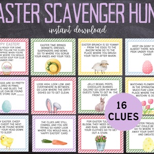 Easter Scavenger Hunt for Kids Instant Download PDF Easter Printable Games for Kids Easter Treasure Hunt Clues image 1