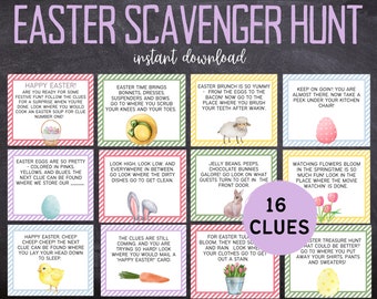 Easter Scavenger Hunt for Kids | Instant Download PDF | Easter Printable Games for Kids | Easter Treasure Hunt Clues