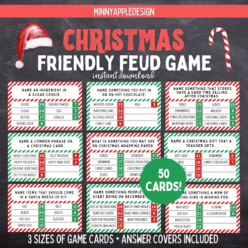 Christmas Friendly Feud Game | Printable Christmas Game |  Christmas Party Game | Christmas Game Adults Family | Christmas Trivia |