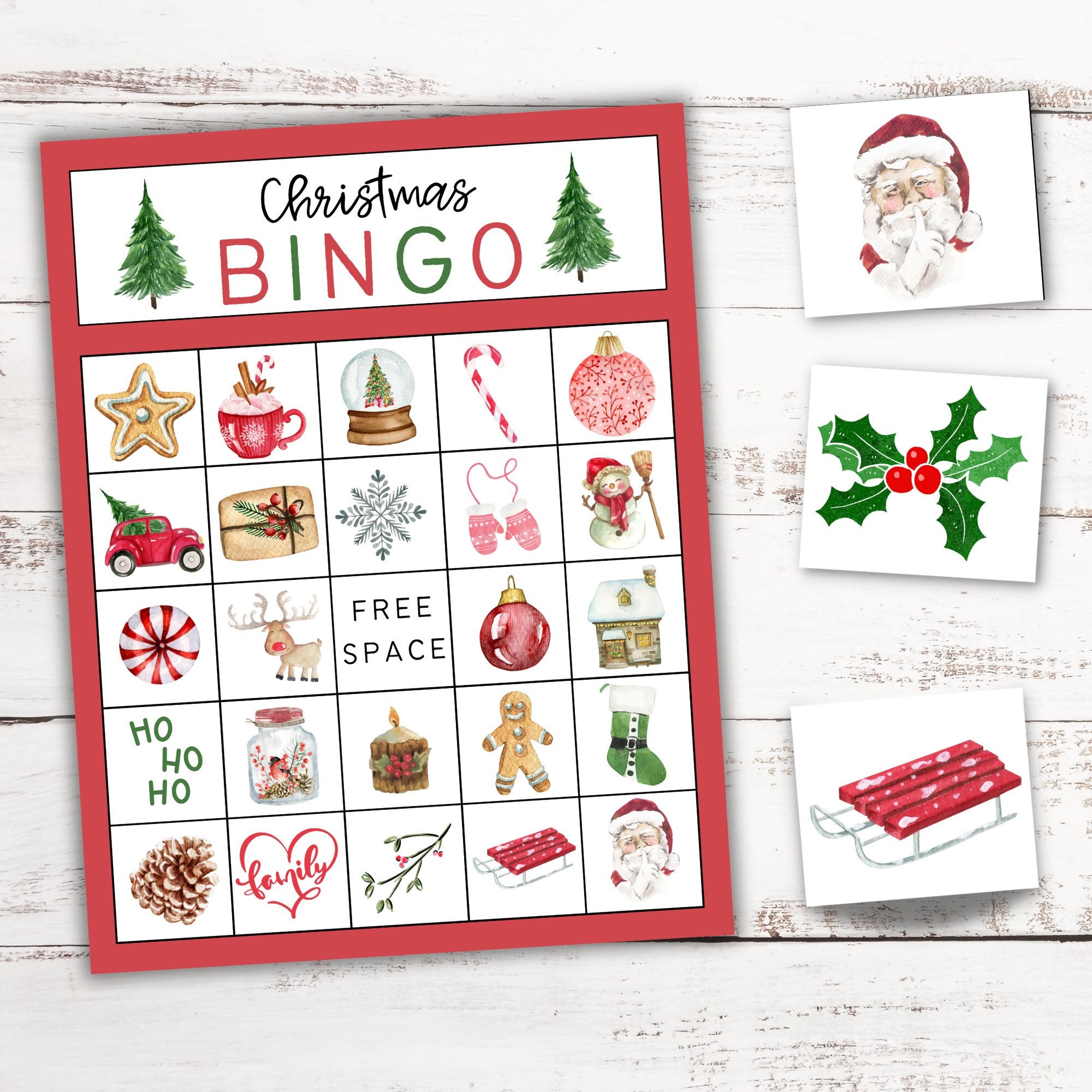 Christmas BINGO Game for Kids and Adults | Christmas Printable Games ...