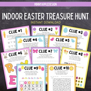Indoor Easter Egg Treasure Hunt Easter Egg Scavenger Hunt Easter Riddles and Games Easter Bunny Clues Easter Egg Clues image 1