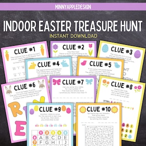 Indoor Easter Egg Treasure Hunt Easter Egg Scavenger Hunt Easter Riddles and Games Easter Bunny Clues Easter Egg Clues image 1