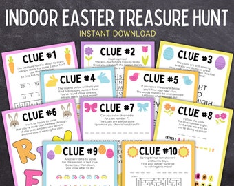 Indoor Easter Egg Treasure Hunt | Easter Egg Scavenger Hunt | Easter Riddles and Games | Easter Bunny Clues | Easter Egg Clues