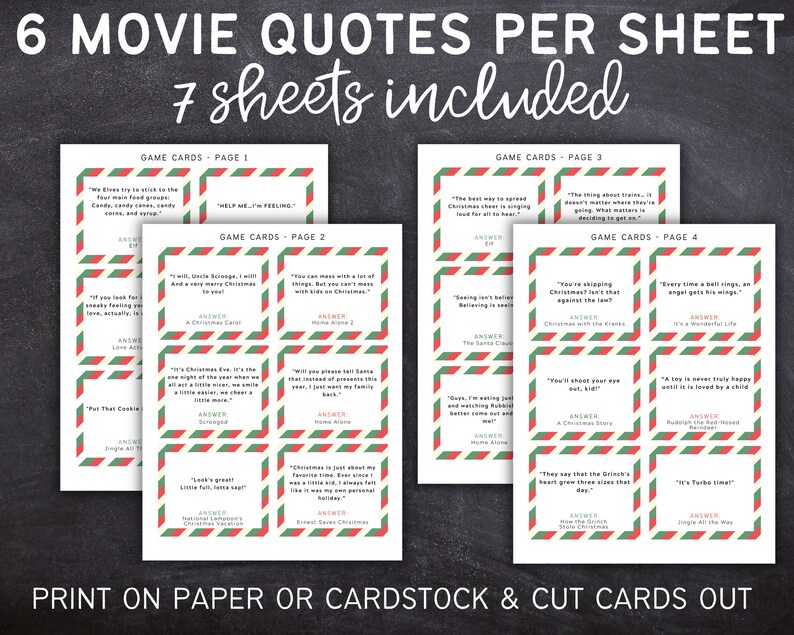 Name the Christmas Movie Game Printable Christmas Game - Etsy