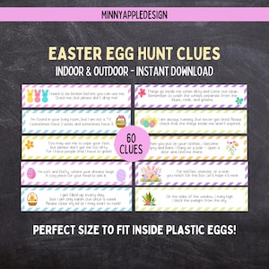 Cartes indices de la chasse aux œufs de Pâques : jeu d'intérieur et d'extérieur (imprimable)