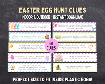 Cartes indices de la chasse aux œufs de Pâques : jeu d'intérieur et d'extérieur (imprimable)