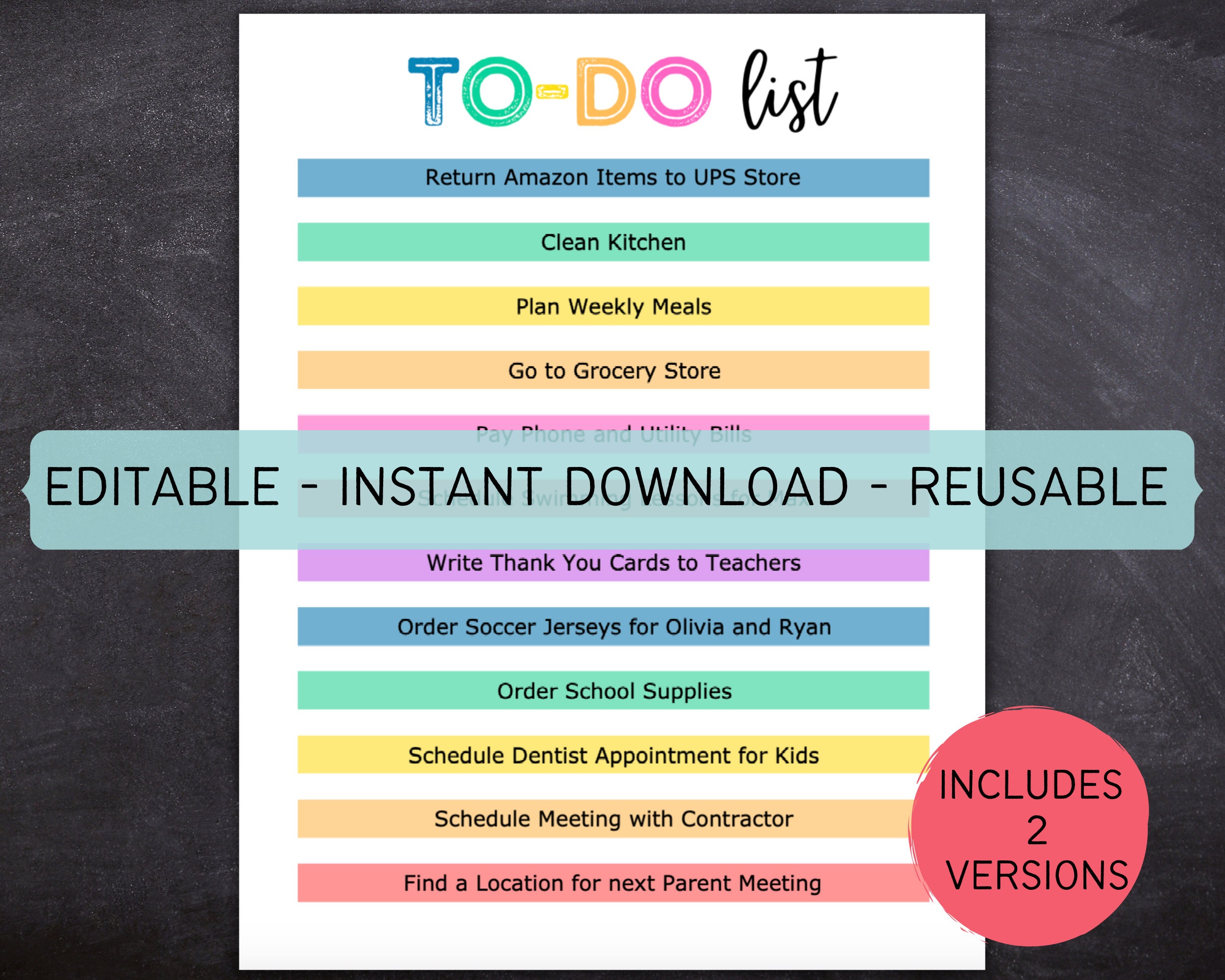 Printable Editable to Do List for Kids Teens Adults and - Etsy