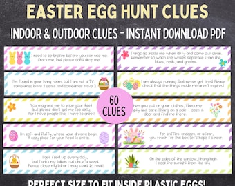 Easter Egg Hunt Scavenger Hunt Clue Cards | Indoor and Outdoor Printable Easter Egg Hunt Clues | Easter Printable Activity and Game