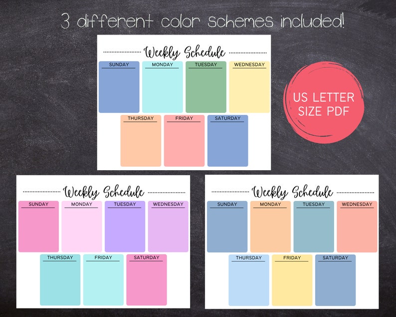 Printable Editable Weekly Schedule Simple Kids School and - Etsy