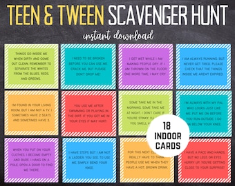 Indoor Teen Scavenger Hunt | Teen and Tween Treasure Hunt  | Scavenger Hunt for Older Kids | Birthday Scavenger Hunt
