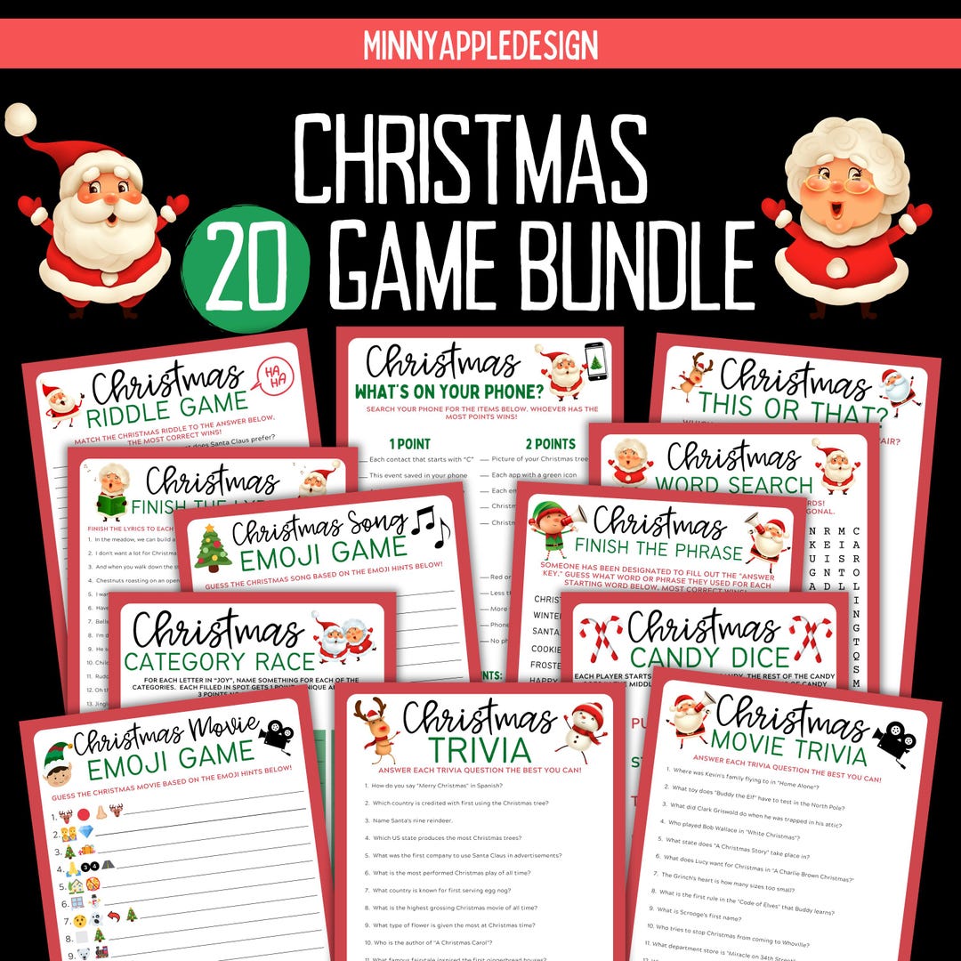 Printable Christmas Game Bundle | Christmas Party Games | Christmas ...