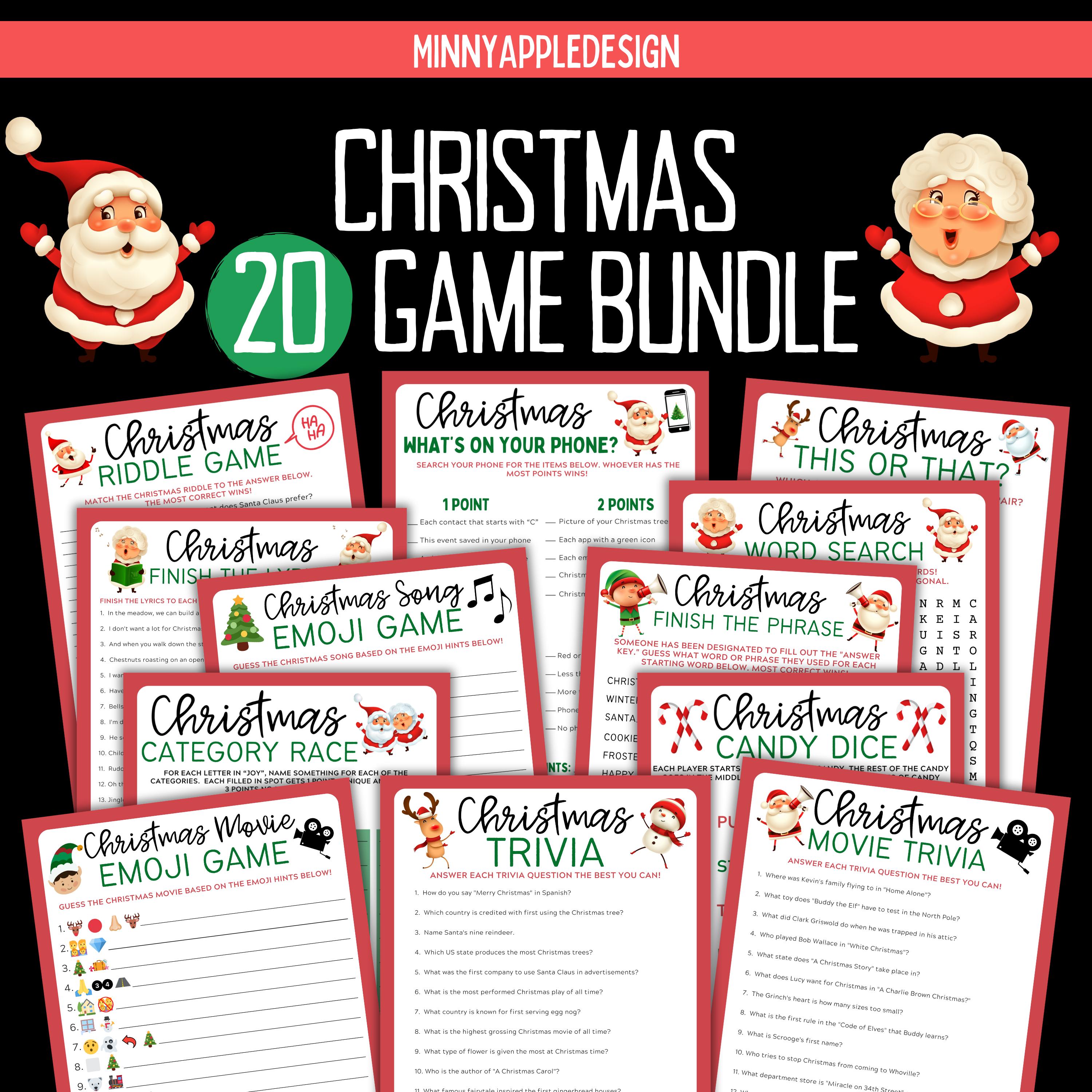 Printable Christmas Game Bundle | Christmas Party Games | Christmas ...