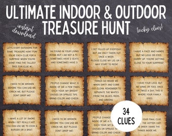 Ultimate Indoor and Outdoor Treasure Hunt | Birthday Treasure Hunt | Teen and Tween Treasure Hunt  | Birthday Printable Games for Kids