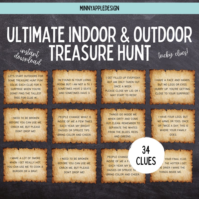 Ultimate Indoor and Outdoor Treasure Hunt Birthday Treasure Hunt Teen and Tween Treasure Hunt Birthday Printable Games for Kids image 1