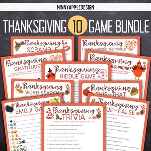 Thanksgiving Printable Games | Thanksgiving Games Bundle  | Thanksgiving Kid Games | Thanksgiving Trivia Games | Friendsgiving Games