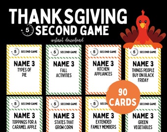 Thanksgiving 5 Second Game | Printable Thanksgiving Game | Thanksgiving Group Game  Thanksgiving Trivia | Thanksgiving Adult Kids