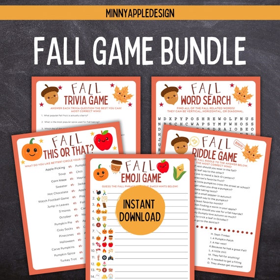 Fall Printable Games | Fall Game Bundle | Fall Party Games | Fall Trivia Games | Autumn Games | Fall Activities | Fall Classroom Activities