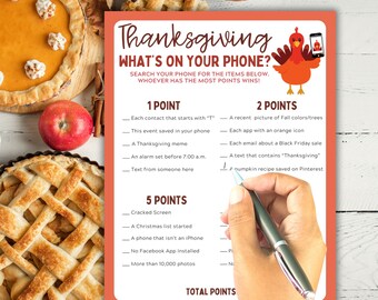 Thanksgiving Was ist auf Ihrem Handy Spiel | Erntedank Spiel | Friendsgiving-Spiel | Erntedank Spielgruppe Erwachsene Jugendlich
