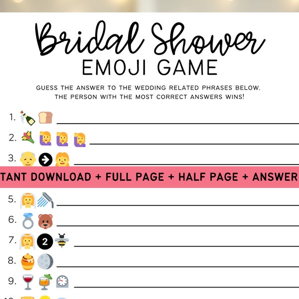 Gioco Emoji per addio al nubilato / Download istantaneo PDF / Gioco per addio al nubilato / Gioco per addio al nubilato