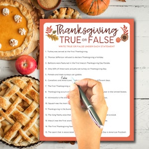 Erntedank Quiz Spiel | Thanksgiving Wahr oder falsch | Erntedank Spiel | Thanksgiving Familienaktivität | Erntedank-Spiel