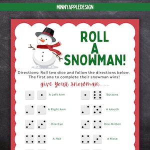 Roll a Snowman Dice Game | Christmas Activity for Kids | Christmas Game | Winter Classroom Activity | Christmas Party Game Printable