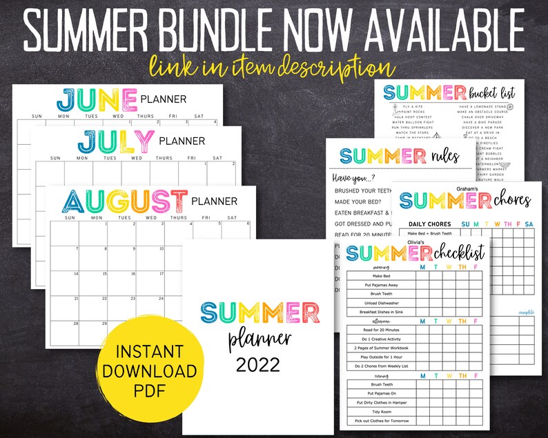 Printable SUMMER Rules for Kids Chore Chart for Kids - Etsy